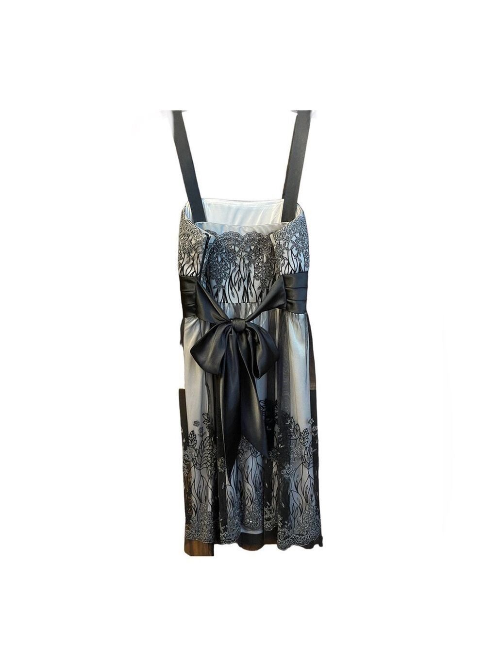 Silver Lace Dress with Satin Bow